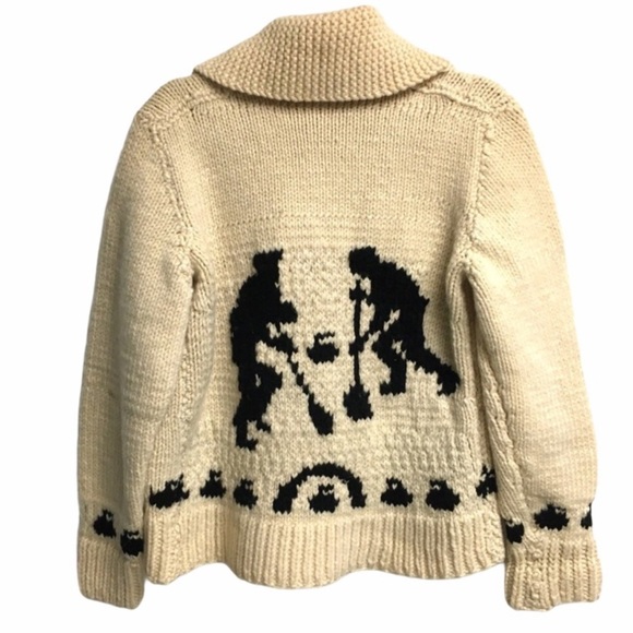 Sweaters - HAND KNIT Wool Cardigan Sweater Curlers Curling L